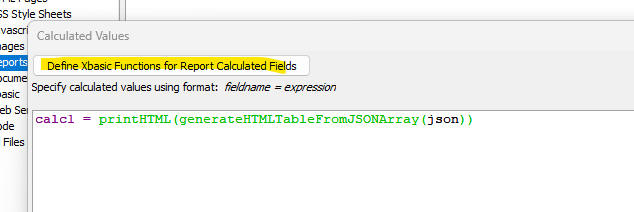 Report Xbasic Function Editor with a user-entered Xbasic Function